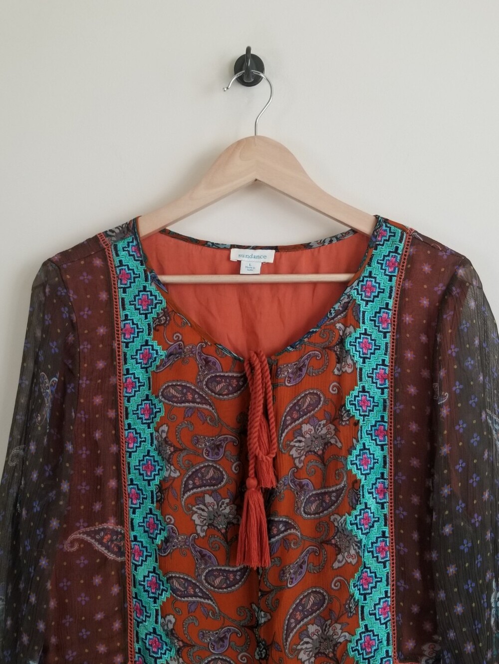 Sundance Artist Devine Rust Boho Western Embroidered Dress Large - Picture 3 of 7